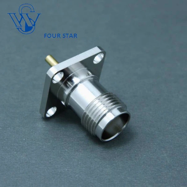 Female 4 Holes Flange RF TNC Connector with Extended 3mm Insulator and 6mm Pin
